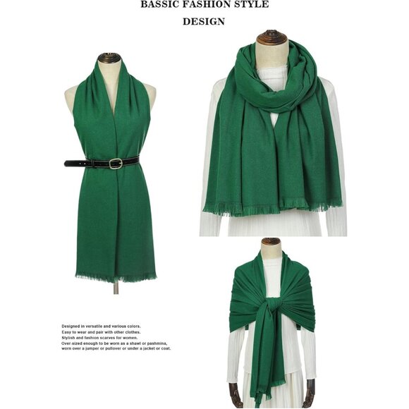 🆕 Women Green Wedding Evening Dress Pashmina Shawl Winter Foulard Femme Wraps - Picture 5 of 7